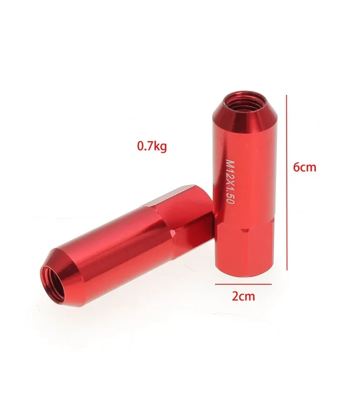 Tuercas Racing de color rojo set de 20pcs M12X1.5 Aluminum