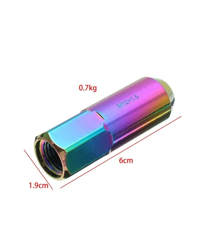 Tuercas Racing de color arcoiris set de 20pcs M12X1.5 Aluminum