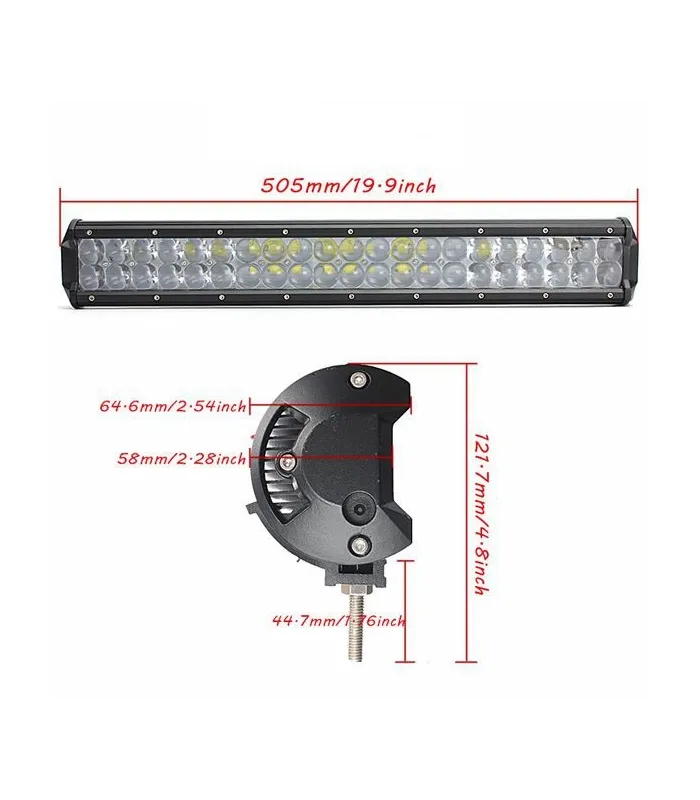 Barra de luces Led de 20 pulgadas doble lineas ideal para jeep todo terreno UTV DC10-30V 4WD SUV
